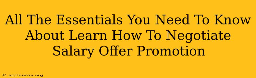 All The Essentials You Need To Know About Learn How To Negotiate Salary Offer Promotion