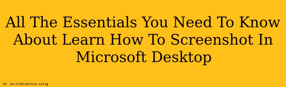 All The Essentials You Need To Know About Learn How To Screenshot In Microsoft Desktop