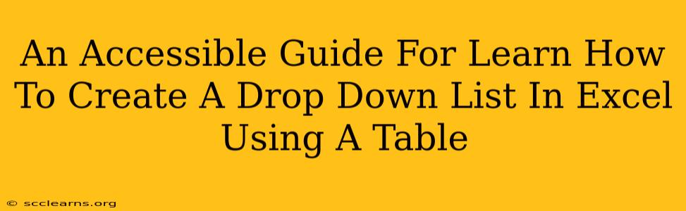 An Accessible Guide For Learn How To Create A Drop Down List In Excel Using A Table