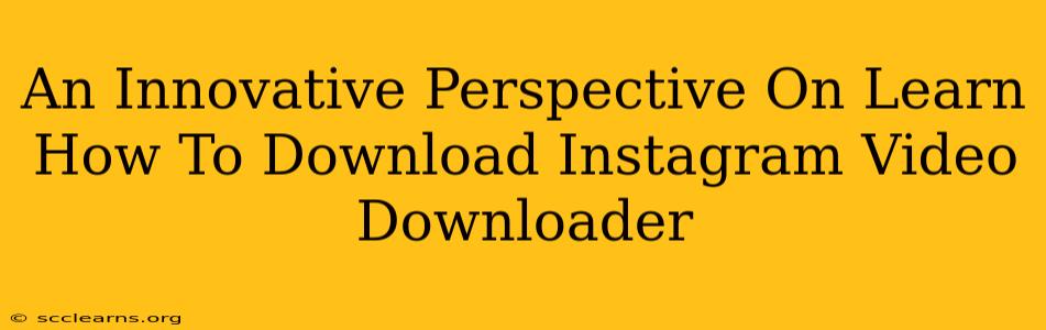 An Innovative Perspective On Learn How To Download Instagram Video Downloader