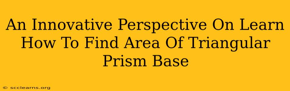 An Innovative Perspective On Learn How To Find Area Of Triangular Prism Base