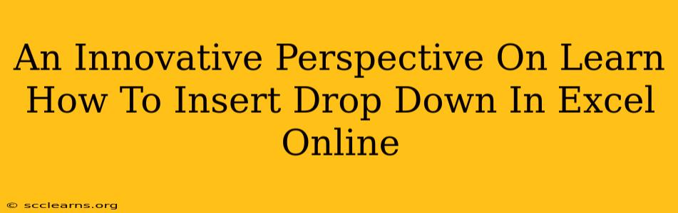 An Innovative Perspective On Learn How To Insert Drop Down In Excel Online