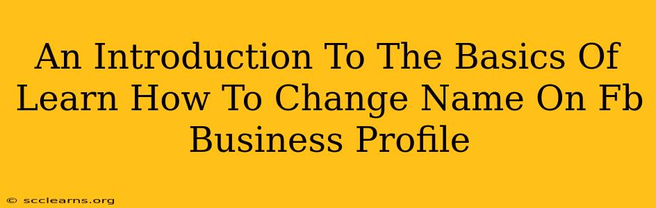 An Introduction To The Basics Of Learn How To Change Name On Fb Business Profile