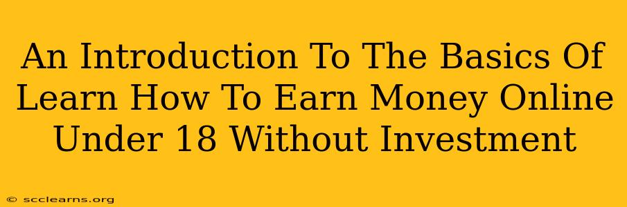 An Introduction To The Basics Of Learn How To Earn Money Online Under 18 Without Investment