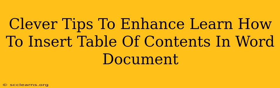 Clever Tips To Enhance Learn How To Insert Table Of Contents In Word Document