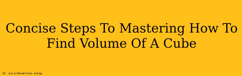 Concise Steps To Mastering How To Find Volume Of A Cube