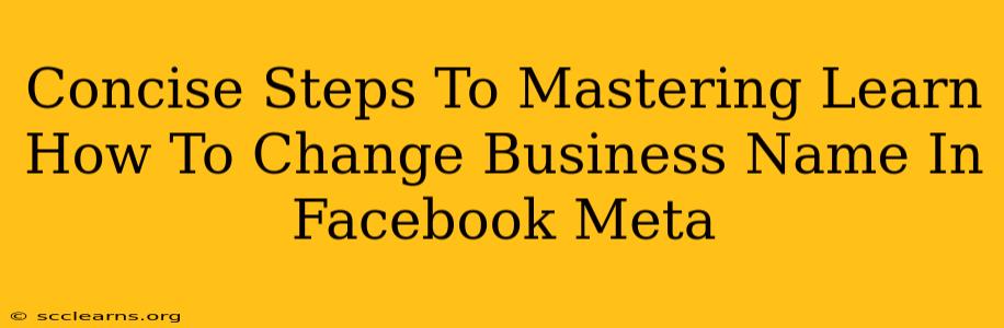 Concise Steps To Mastering Learn How To Change Business Name In Facebook Meta