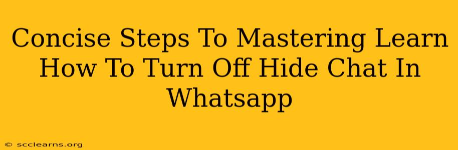 Concise Steps To Mastering Learn How To Turn Off Hide Chat In Whatsapp