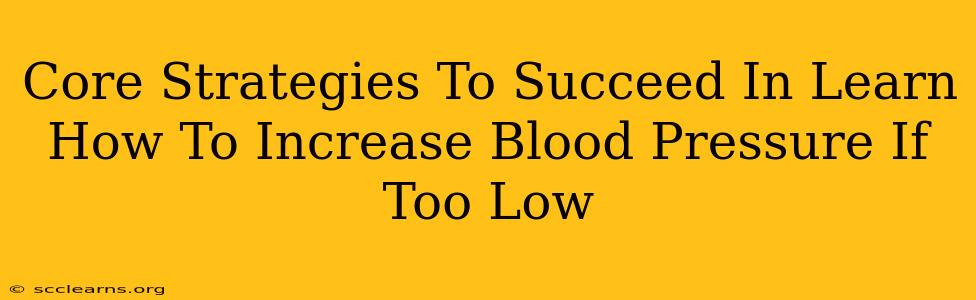 Core Strategies To Succeed In Learn How To Increase Blood Pressure If Too Low