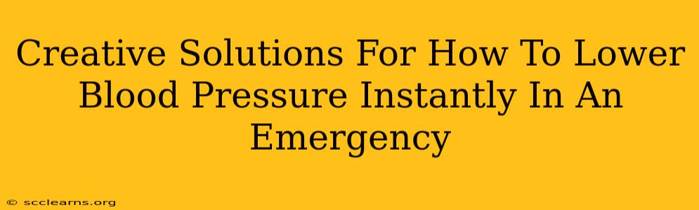 Creative Solutions For How To Lower Blood Pressure Instantly In An Emergency