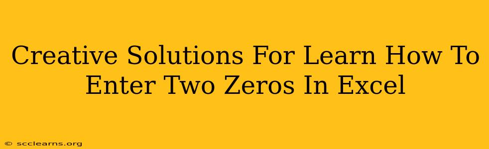 Creative Solutions For Learn How To Enter Two Zeros In Excel