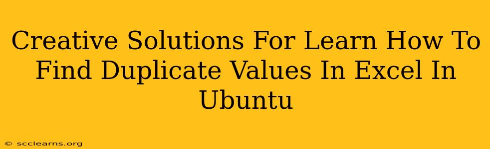 Creative Solutions For Learn How To Find Duplicate Values In Excel In Ubuntu