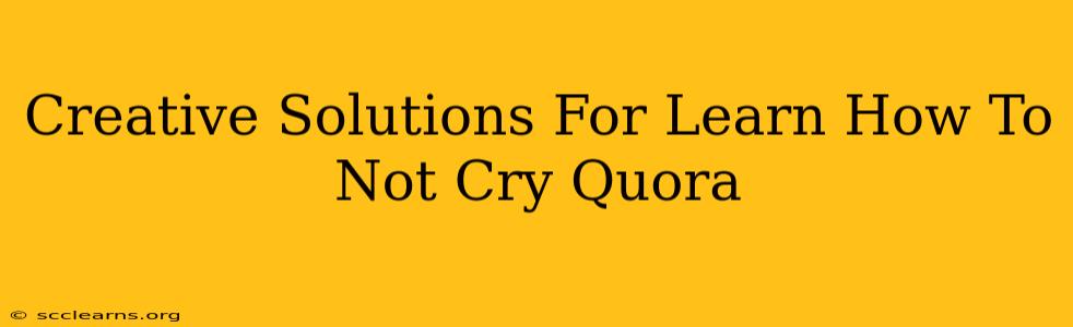 Creative Solutions For Learn How To Not Cry Quora