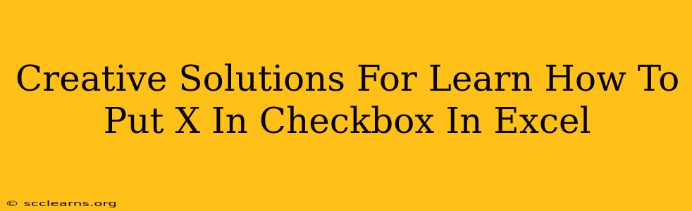 Creative Solutions For Learn How To Put X In Checkbox In Excel