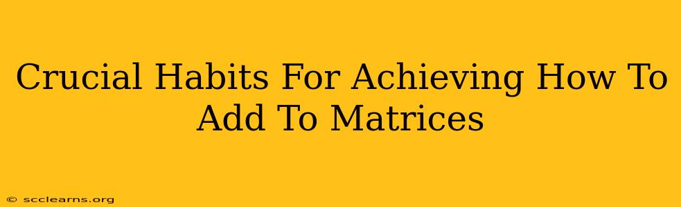 Crucial Habits For Achieving How To Add To Matrices