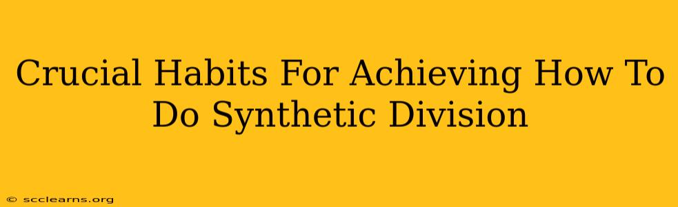 Crucial Habits For Achieving How To Do Synthetic Division