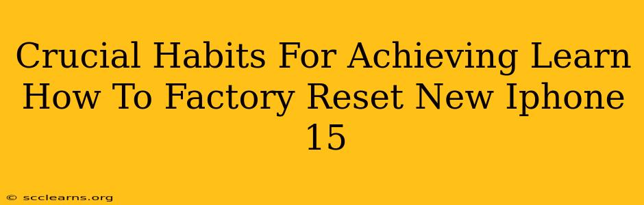 Crucial Habits For Achieving Learn How To Factory Reset New Iphone 15