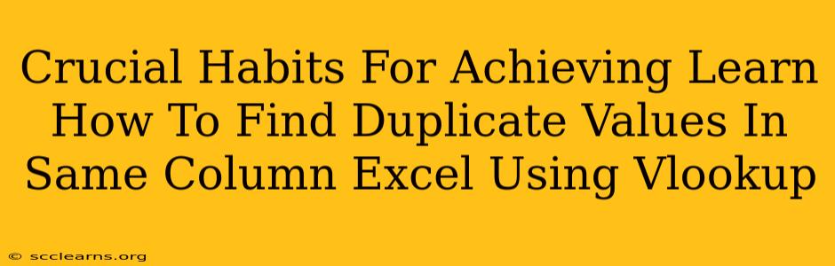 Crucial Habits For Achieving Learn How To Find Duplicate Values In Same Column Excel Using Vlookup