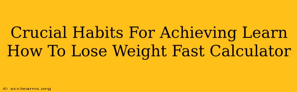 Crucial Habits For Achieving Learn How To Lose Weight Fast Calculator