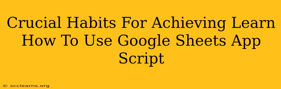 Crucial Habits For Achieving Learn How To Use Google Sheets App Script