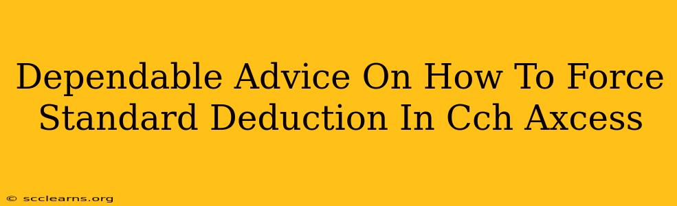 Dependable Advice On How To Force Standard Deduction In Cch Axcess