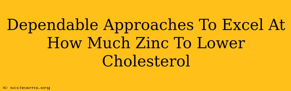 Dependable Approaches To Excel At How Much Zinc To Lower Cholesterol