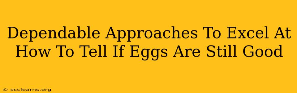 Dependable Approaches To Excel At How To Tell If Eggs Are Still Good