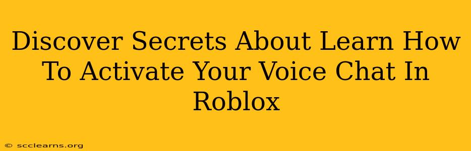 Discover Secrets About Learn How To Activate Your Voice Chat In Roblox