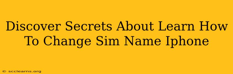 Discover Secrets About Learn How To Change Sim Name Iphone