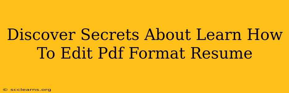 Discover Secrets About Learn How To Edit Pdf Format Resume