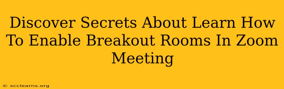 Discover Secrets About Learn How To Enable Breakout Rooms In Zoom Meeting