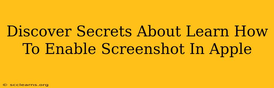 Discover Secrets About Learn How To Enable Screenshot In Apple