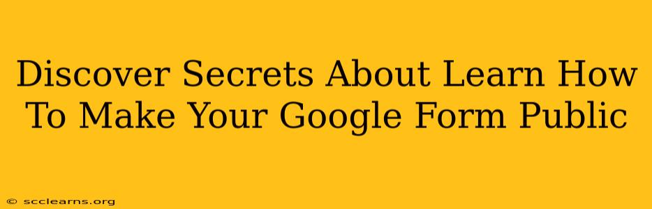 Discover Secrets About Learn How To Make Your Google Form Public