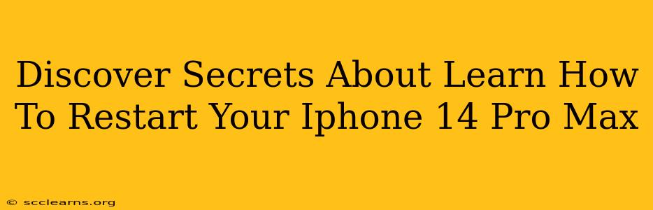 Discover Secrets About Learn How To Restart Your Iphone 14 Pro Max