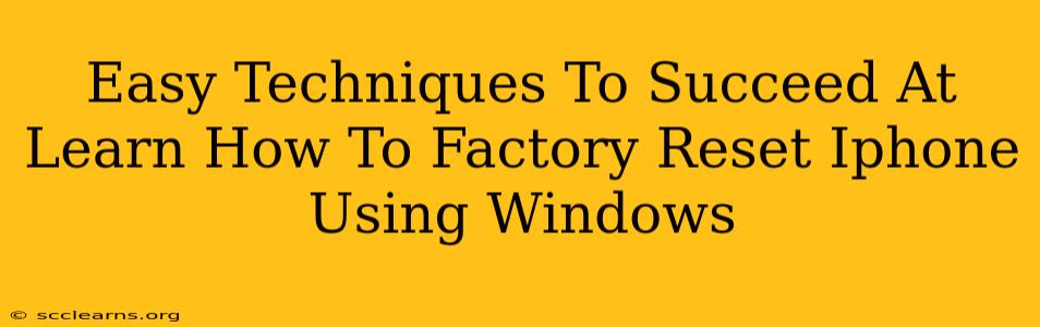 Easy Techniques To Succeed At Learn How To Factory Reset Iphone Using Windows