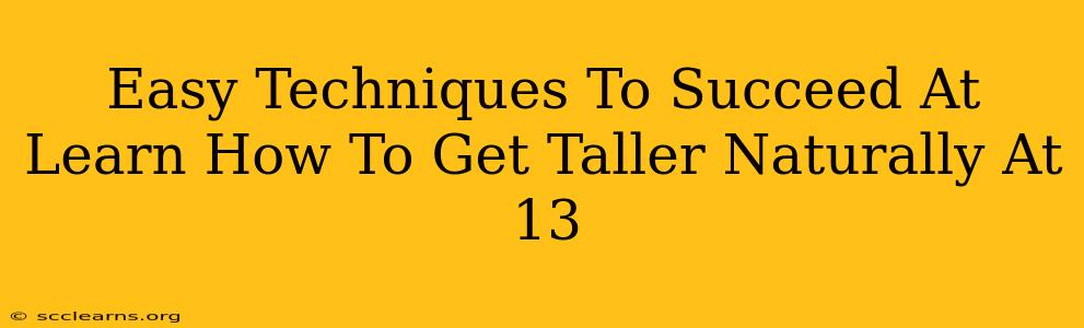 Easy Techniques To Succeed At Learn How To Get Taller Naturally At 13