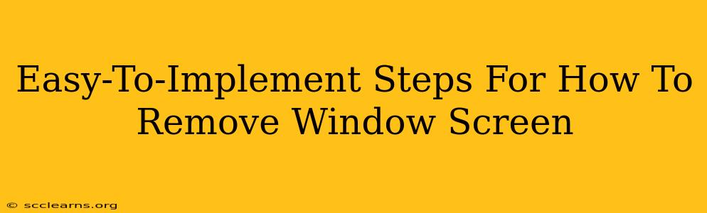 Easy-To-Implement Steps For How To Remove Window Screen