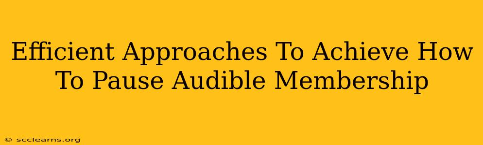 Efficient Approaches To Achieve How To Pause Audible Membership