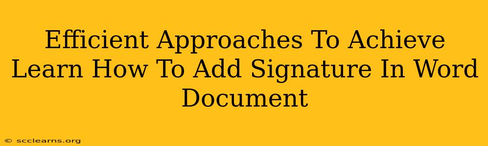 Efficient Approaches To Achieve Learn How To Add Signature In Word Document