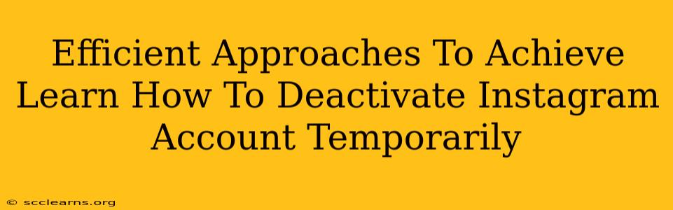 Efficient Approaches To Achieve Learn How To Deactivate Instagram Account Temporarily