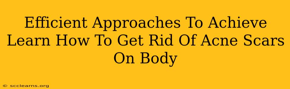 Efficient Approaches To Achieve Learn How To Get Rid Of Acne Scars On Body