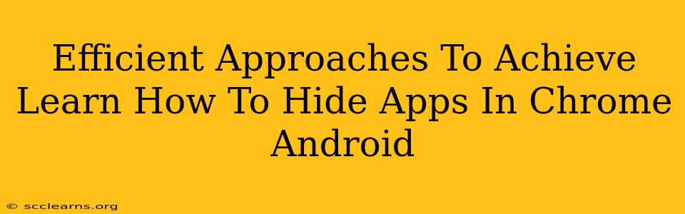 Efficient Approaches To Achieve Learn How To Hide Apps In Chrome Android