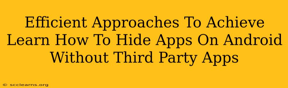 Efficient Approaches To Achieve Learn How To Hide Apps On Android Without Third Party Apps