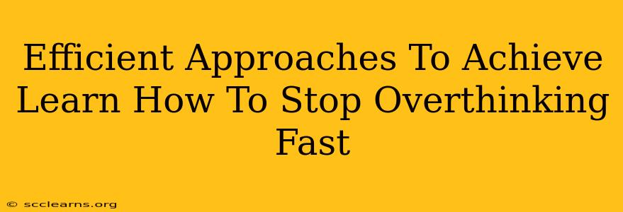 Efficient Approaches To Achieve Learn How To Stop Overthinking Fast