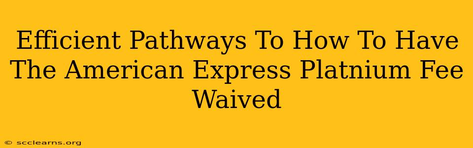 Efficient Pathways To How To Have The American Express Platnium Fee Waived