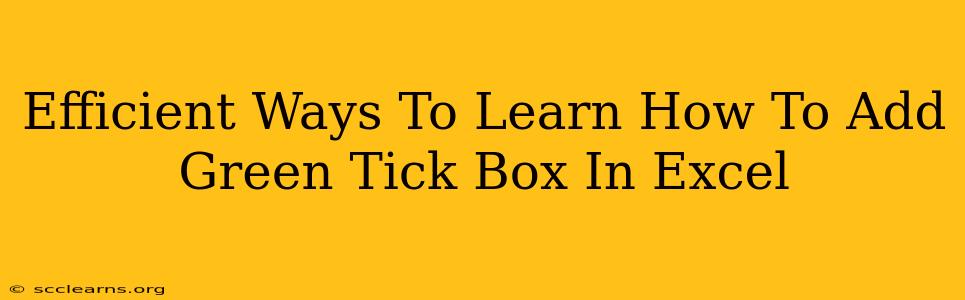 Efficient Ways To Learn How To Add Green Tick Box In Excel