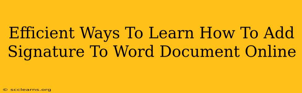 Efficient Ways To Learn How To Add Signature To Word Document Online