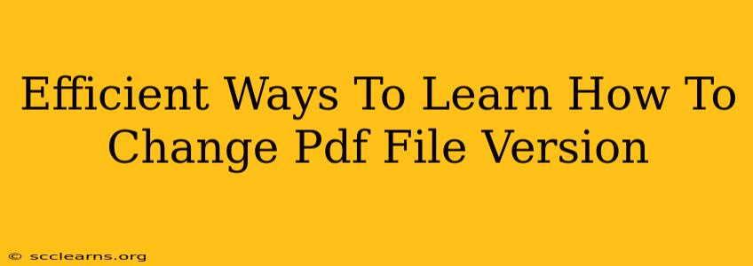 Efficient Ways To Learn How To Change Pdf File Version