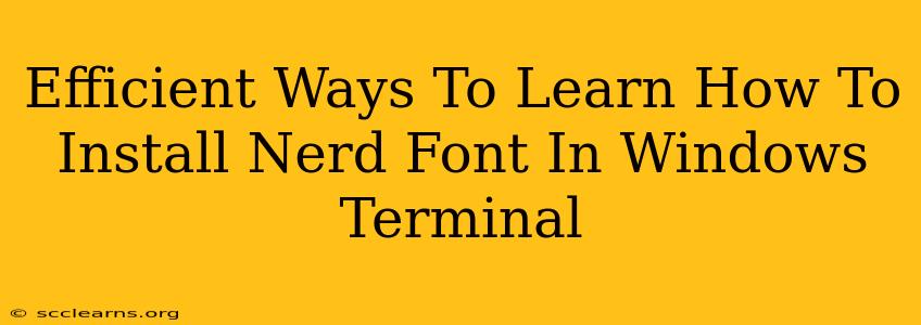 Efficient Ways To Learn How To Install Nerd Font In Windows Terminal