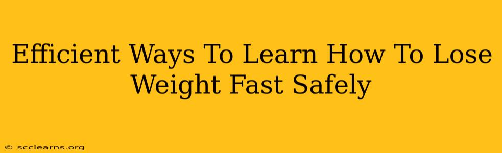 Efficient Ways To Learn How To Lose Weight Fast Safely